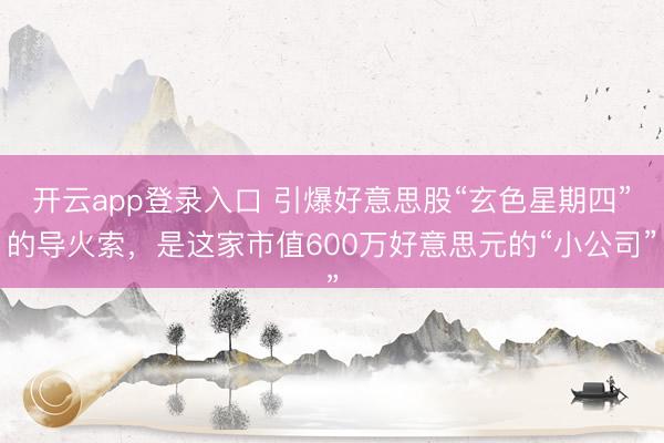 开云app登录入口 引爆好意思股“玄色星期四”的导火索，是这家市值600万好意思元的“小公司”